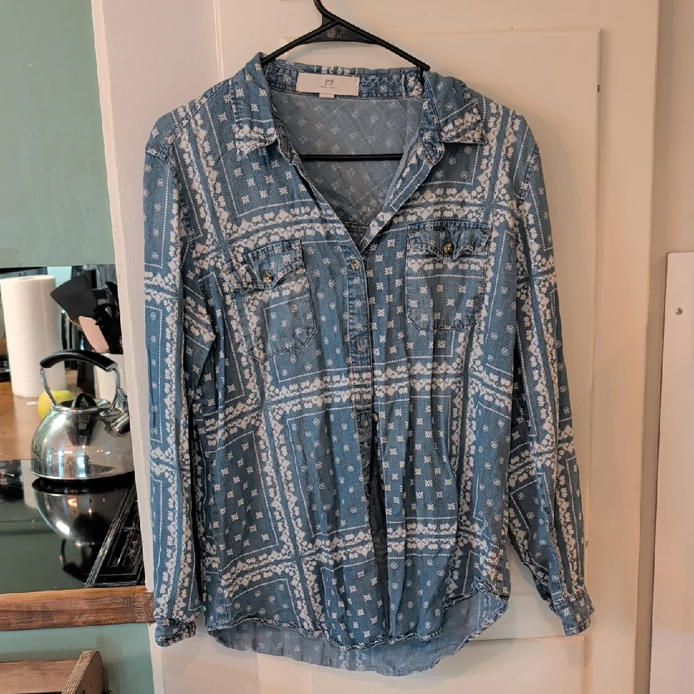 Blue Patterned Women's Top - Picture 1 of 1